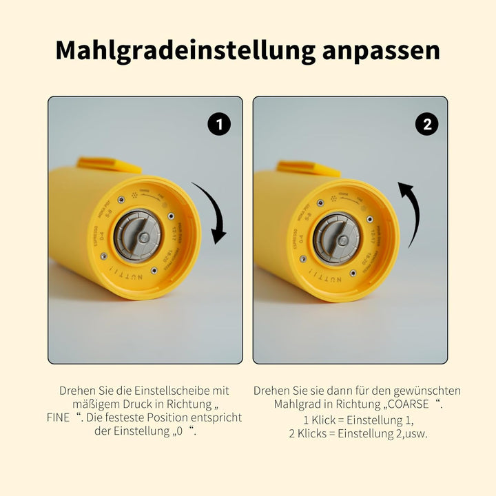 Nuttii Burr Tragbare Kaffeemühle, Mandelcreme | Elektrisch, leise, einstellbares konisches Mahlwerk,