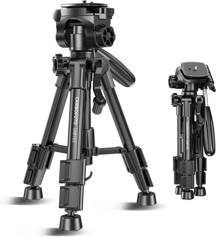 CAMBOFOTO 12.5'' Reisestativ 62cm Leichtes Stativ mit 3-Wege-Kopf und Tragetasche Schwarz, Schwarz