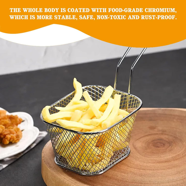 Sporgo 12 Stück Pommes Körbchen: Klein Edelstahl Frittierkorb Silber Pommeskörbchen, Korb für Fritti