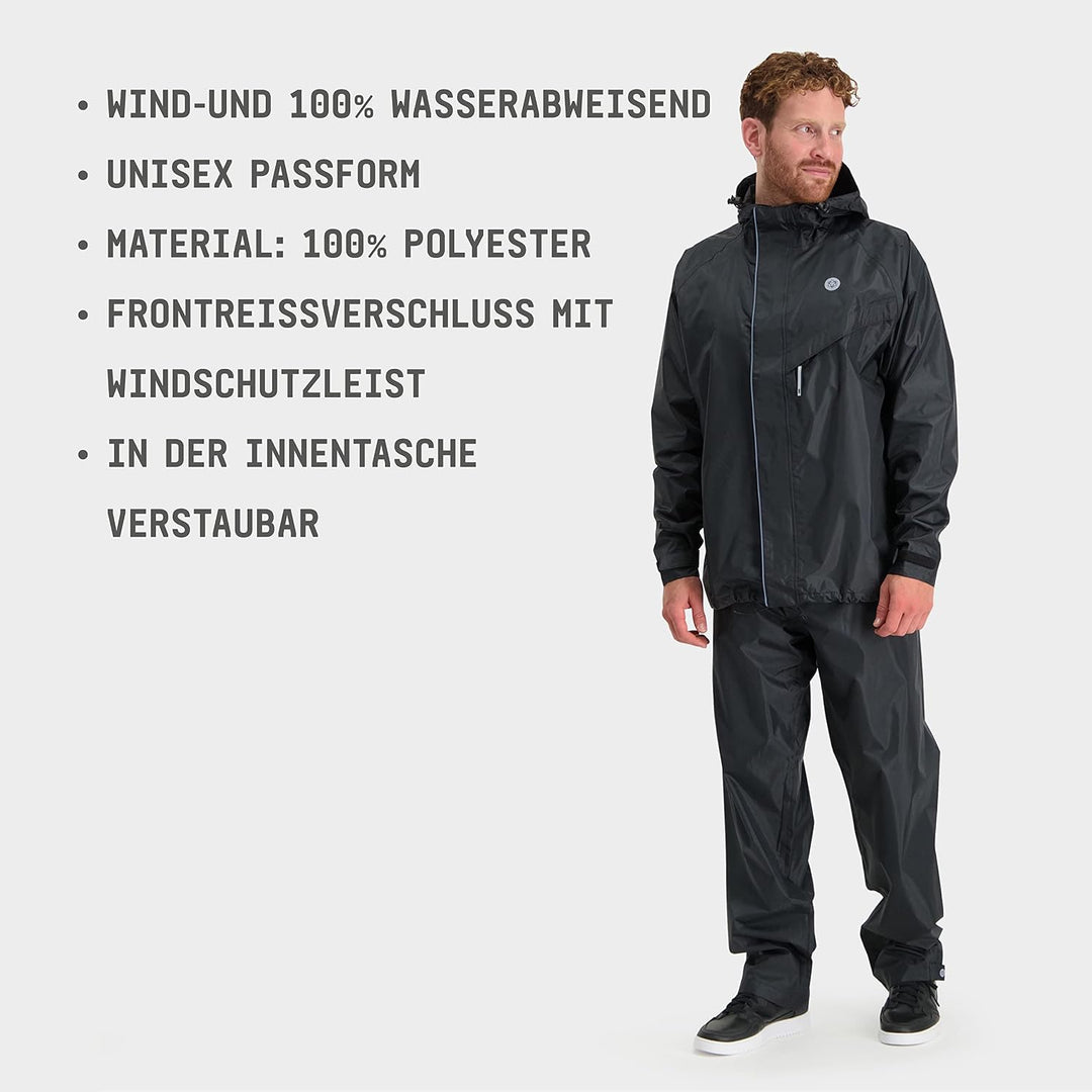 AGU Essential Passat Regenanzug, Regenkleidung Fahrrad Herren &amp; Damen, Wasserdicht &amp; Reflektierend,
