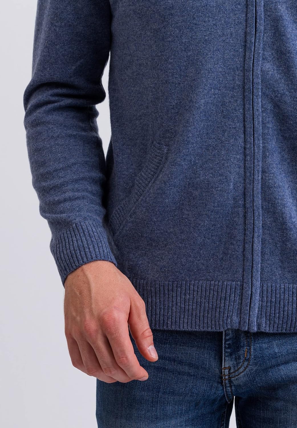 CASH-MERE.CH 100% Kaschmir Herren Kapuzenpullover | Hoodie mit Reissverschluss S Jeans, S Jeans