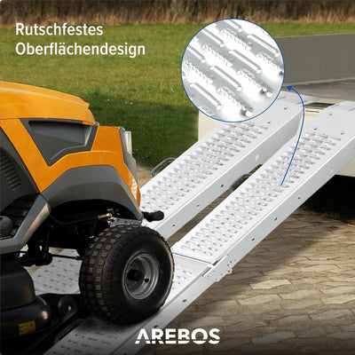 Arebos 2 x Auffahrrampe 400 kg | Laderampe faltbar | galvanisierter Stahl 180x22,5x4,5 cm | Verlader