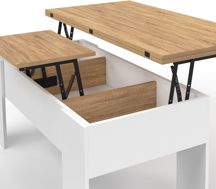 IDMarket - Rechteckiger Couchtisch mit hochklappbarer Platte, umwandelbar in einen Esstisch Tara Hol