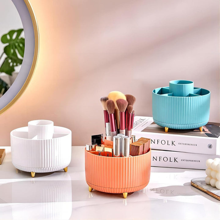 DASITON Make up Kosmetik Organizer mit 5 Fächern,360° Drehbarer Pinsel Organizer,Grosser Kapazität S