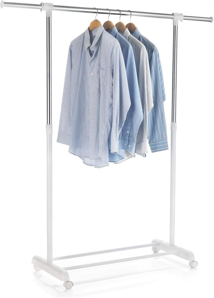 CARO-Möbel Rollgarderobe SALA Garderobenwagen Kleiderständer weiss höhenverstellbar und ausziehbar,