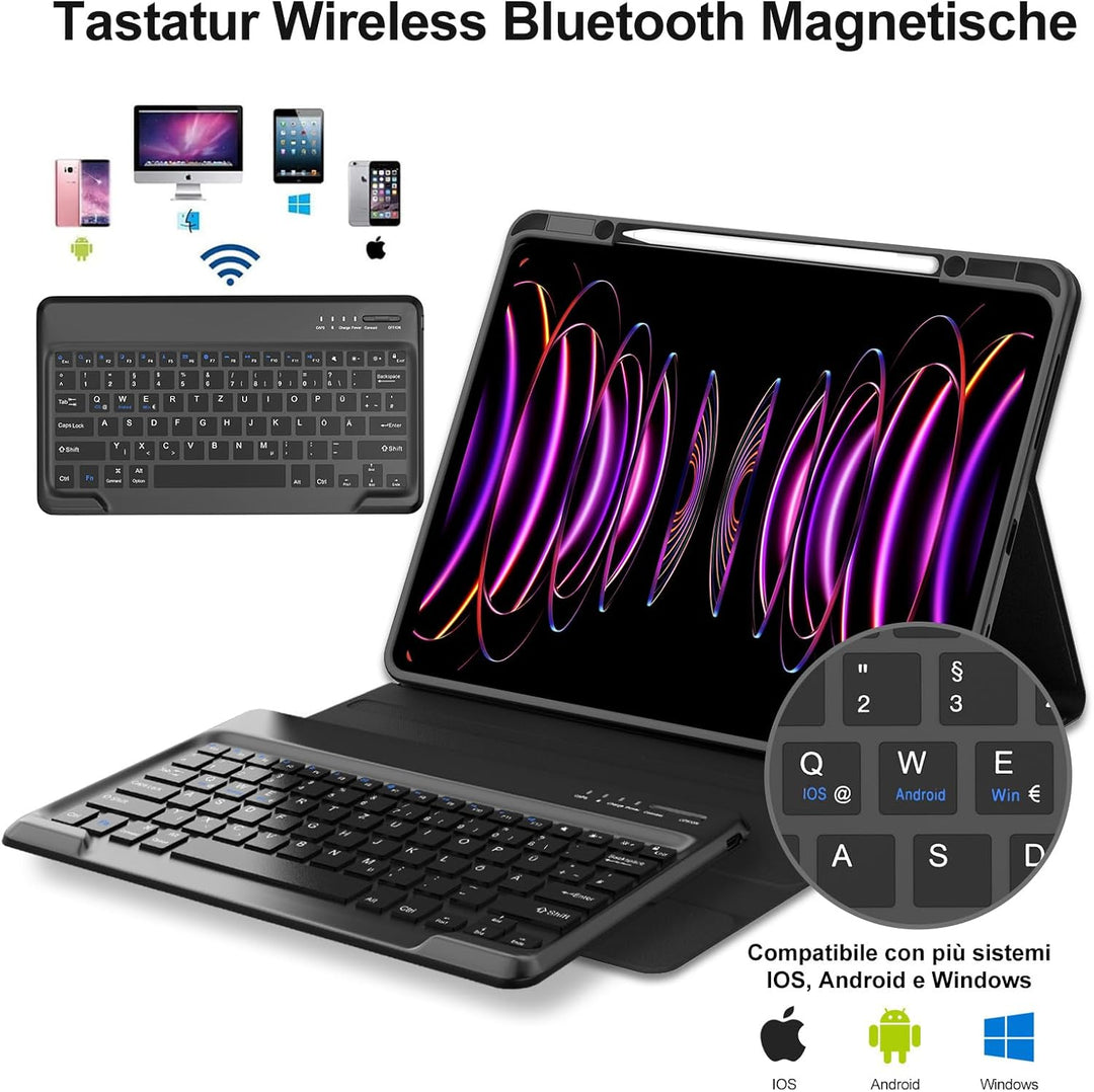 IVEOPPE Tastatur Hülle für iPad Pro 12,9 Zoll 6/5/4/3 Generation, Magnetisch abnehmbar mit Deutsches
