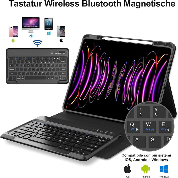IVEOPPE Tastatur Hülle für iPad Pro 12,9 Zoll 6/5/4/3 Generation, Magnetisch abnehmbar mit Deutsches