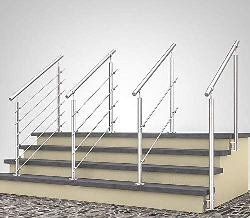 Edelstahl Treppengeländer Seitenmontage, 2m lang, 0,9m hoch, Aussengeländer, je 2 Pfosten + 4 Querst