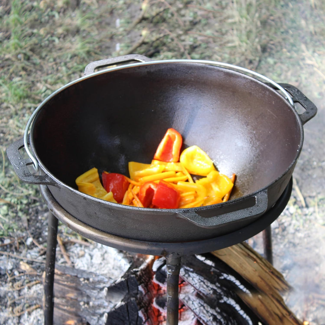 Schwenktopf 10 L Kazan aus Gusseisen Kasan Asien Kessel mit Deckel-Grillpfanne Gusstopf Campingtopf