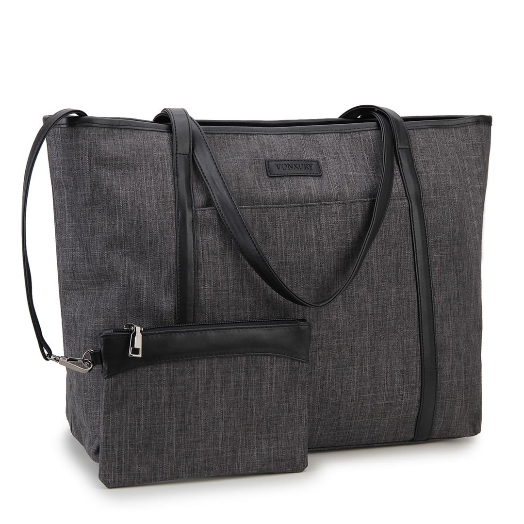 VX VONXURY Laptop Handtasche Damen Canvas Laptoptasche 15,6 Zoll Schultertaschen Shopper, Grosse Arb