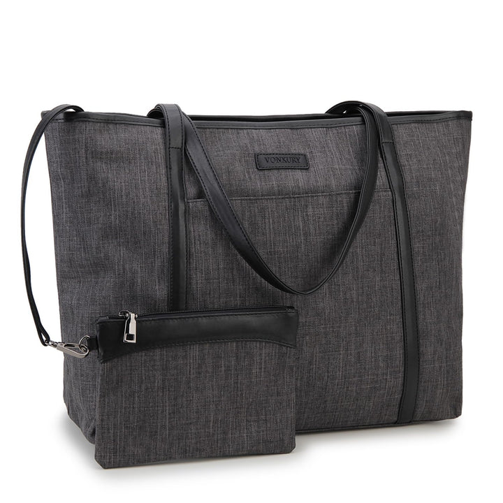 VX VONXURY Laptop Handtasche Damen Canvas Laptoptasche 15,6 Zoll Schultertaschen Shopper, Grosse Arb
