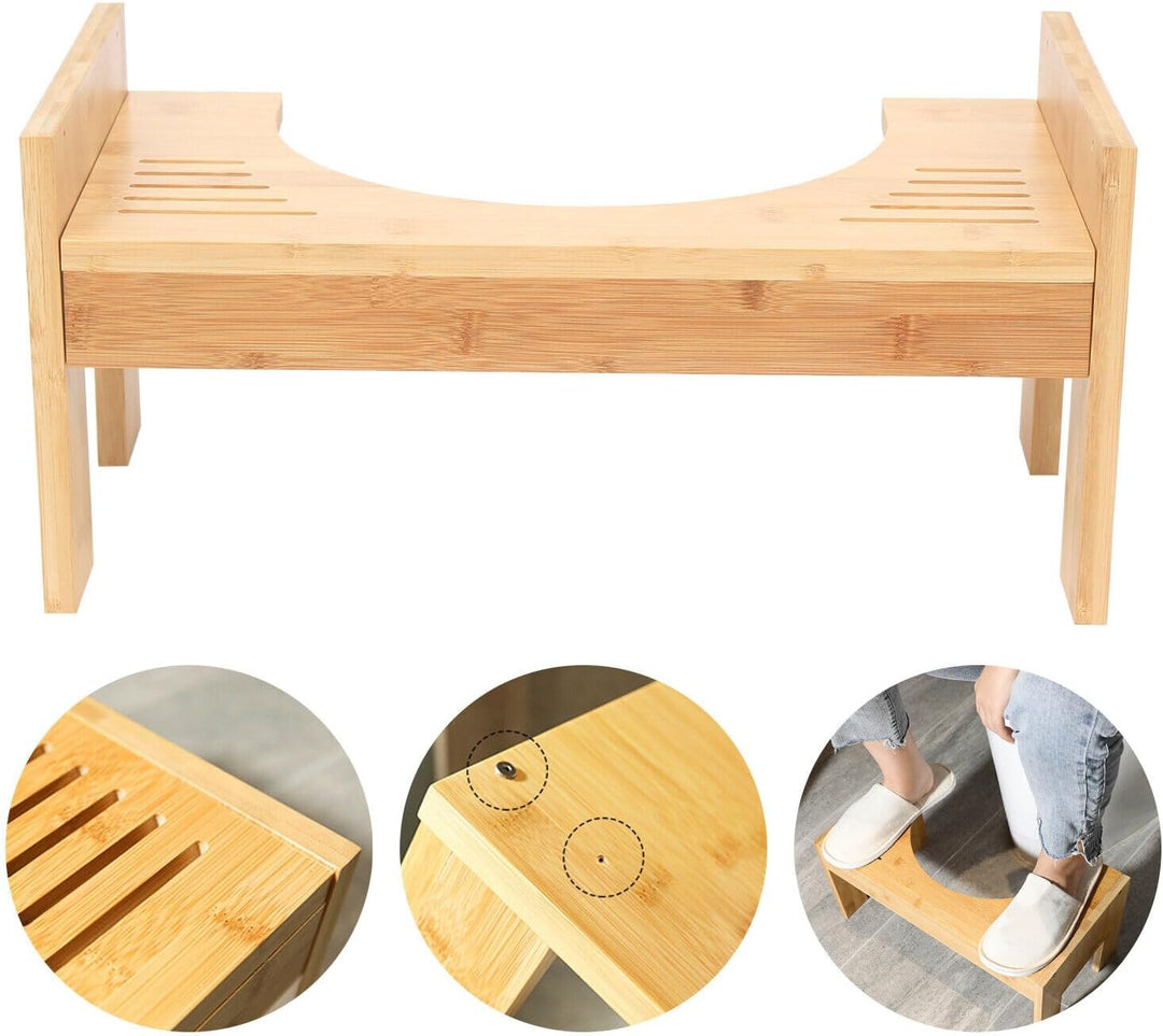 Einstellbare Toilette Schritt Hocker Bambus Holz Badezimmer Töpfchen,Kackhocker Toilette,zusammenkla