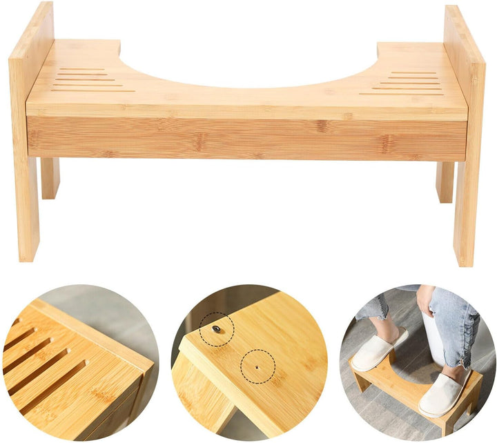 Einstellbare Toilette Schritt Hocker Bambus Holz Badezimmer Töpfchen,Kackhocker Toilette,zusammenkla