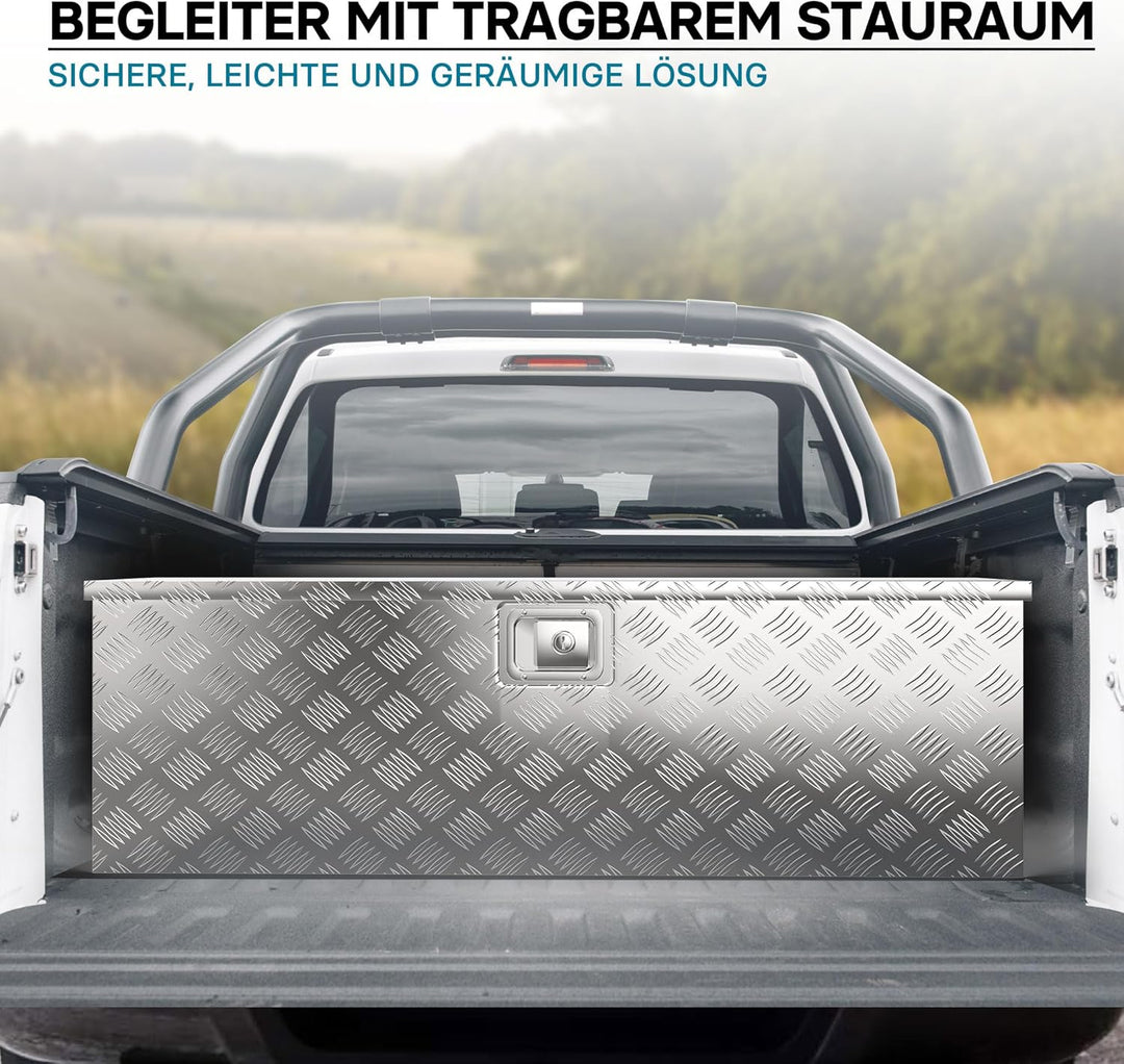 Wiltec Werkzeugbox Alu 124x37x38 cm Silberfarbene Transportbox, Werkzeugkiste inkl. Schlüssel, Alubo