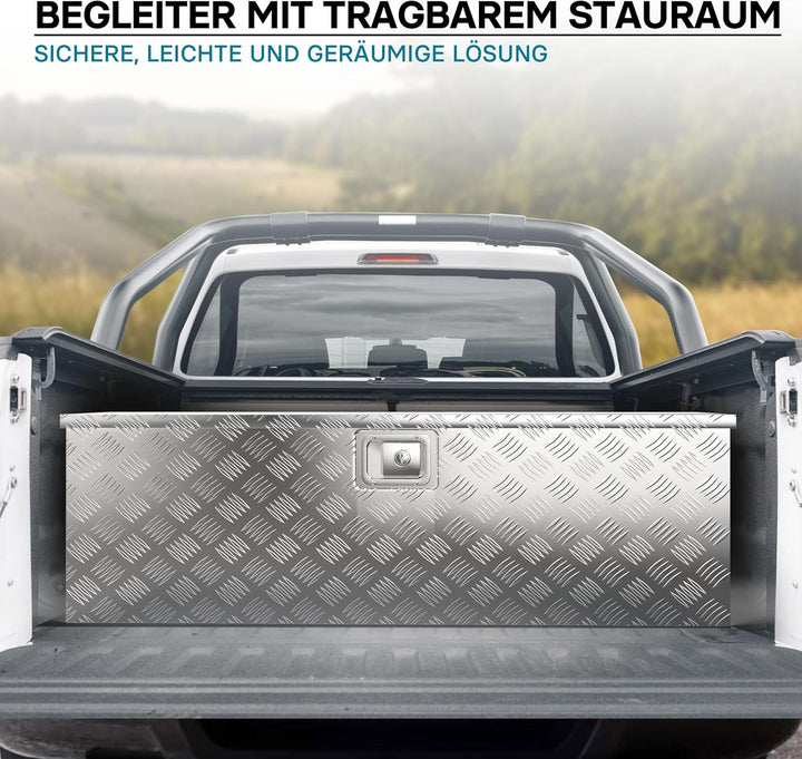 Wiltec Werkzeugbox Alu 124x37x38 cm Silberfarbene Transportbox, Werkzeugkiste inkl. Schlüssel, Alubo