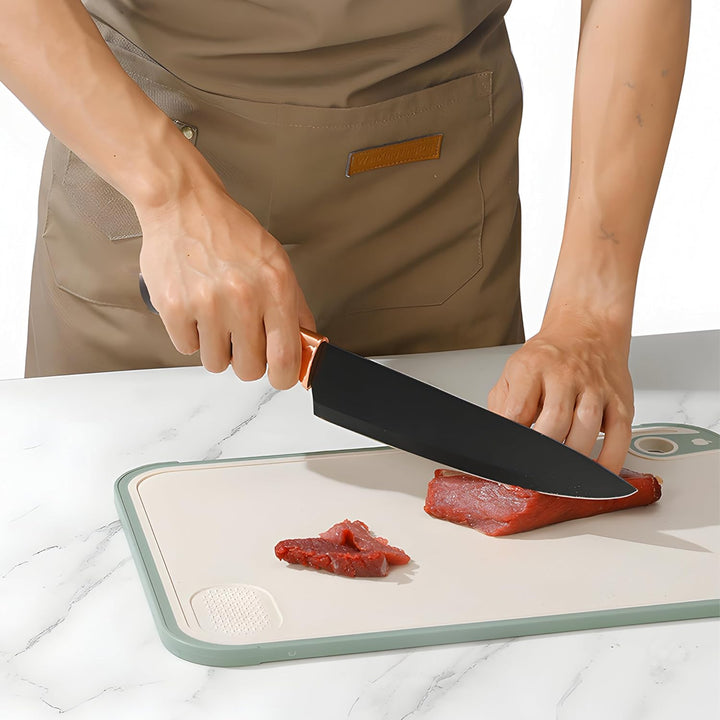 Retoo Küchenmesser Set 6-Tlg, Scharf, Messerset gerade Klinge, Kochmesser, Slicer, Brotmesser, Unive