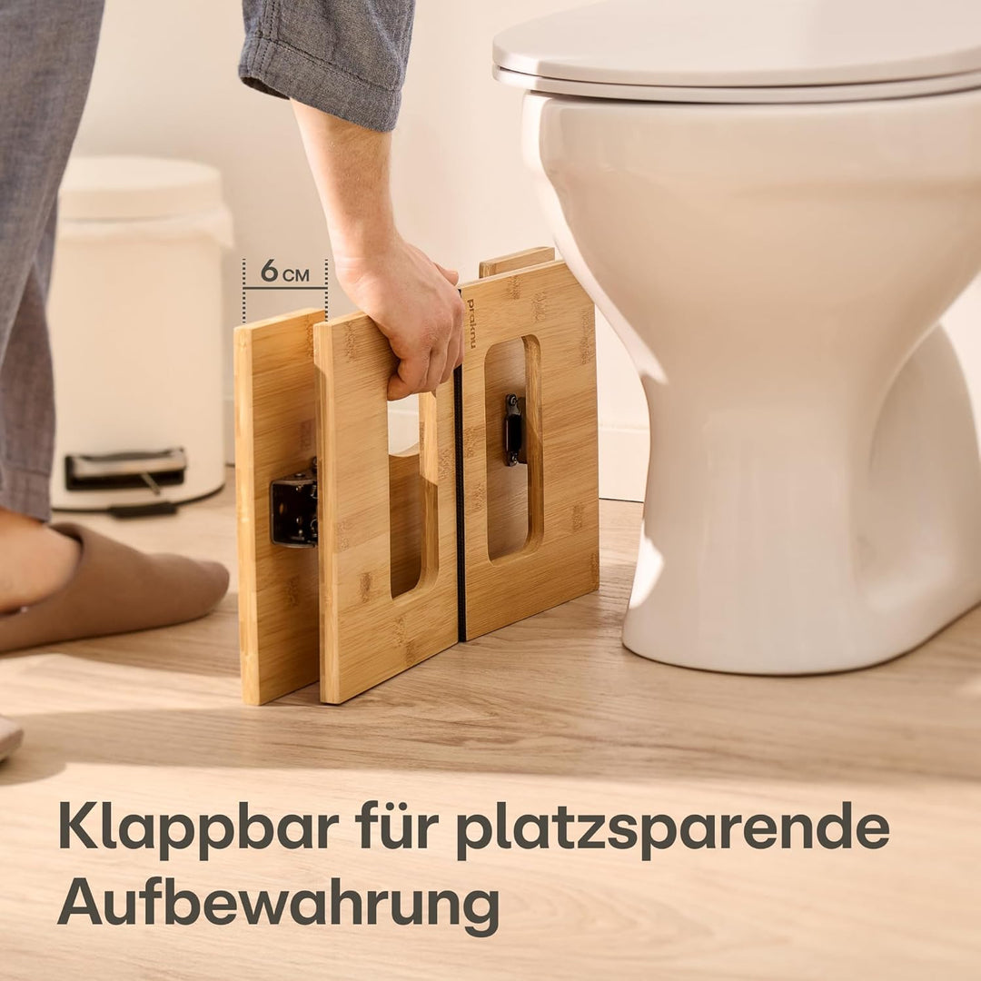 Praknu Klappbarer Toilettenhocker aus FSC® Bambus-Holz – 𝗥𝘂𝘁𝘀𝗰𝗵𝗳𝗲𝘀𝘁𝗲𝗿 WC-Hocker für Erwachsene - Erg