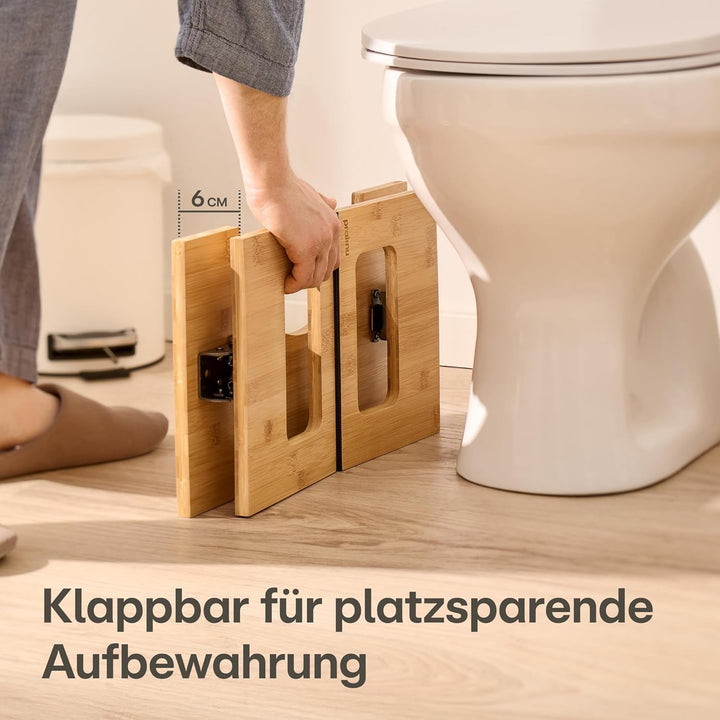 Praknu Klappbarer Toilettenhocker aus FSC® Bambus-Holz – 𝗥𝘂𝘁𝘀𝗰𝗵𝗳𝗲𝘀𝘁𝗲𝗿 WC-Hocker für Erwachsene - Erg