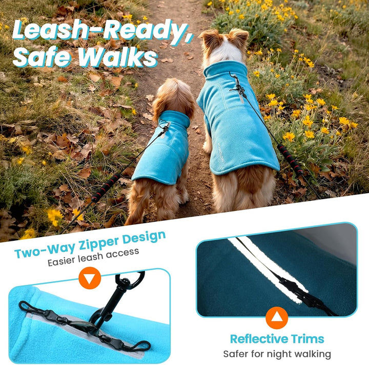 VIVAGLORY Softpad Wintermantel Hund, Hundemantel Fleecemantel Hund, Fleecejacke mit Bauchschutz, Fle