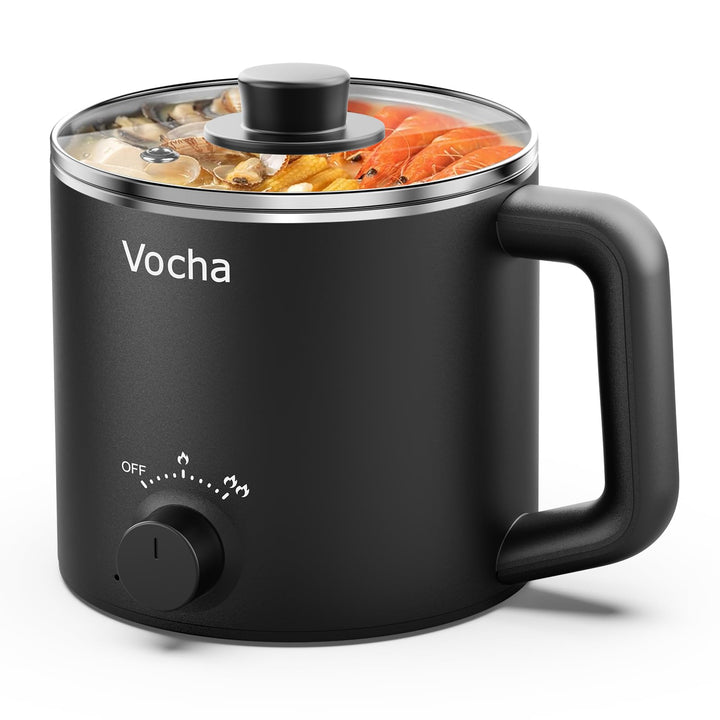 Vocha Elektrische Hot Pot Topf, 1.6L Kleiner Elektrischer Kochtopf, Tragbare Schneller Nudelkocher,