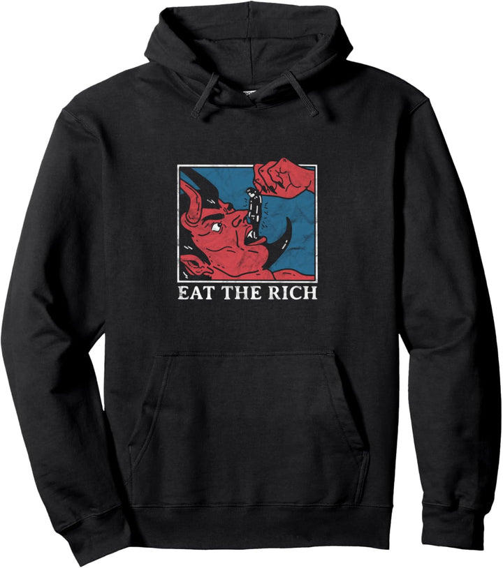 Eat The Rich Satan Devil Goth Punk Grunge Witch Vintage Pullover Hoodie