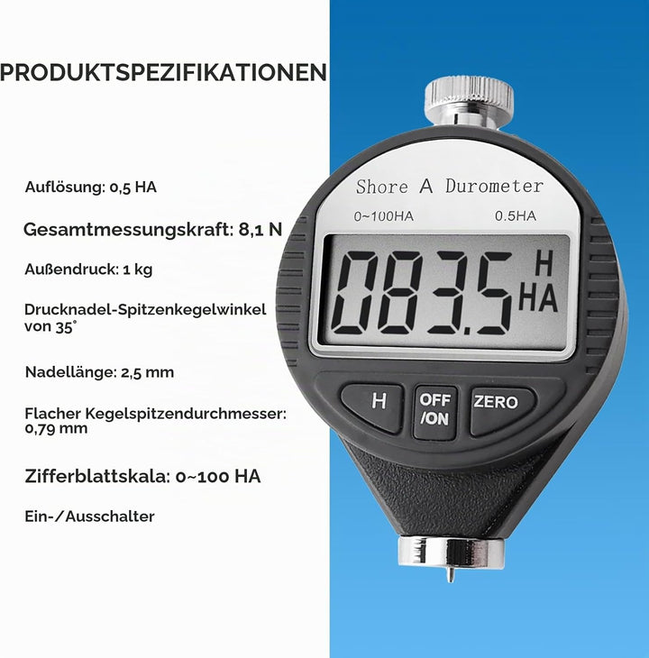GAIN EXPRESS Hand Shore-A-Härte-Meter Prüfvorrichtung bewegliche Digital LCD Display Durometer 0~100