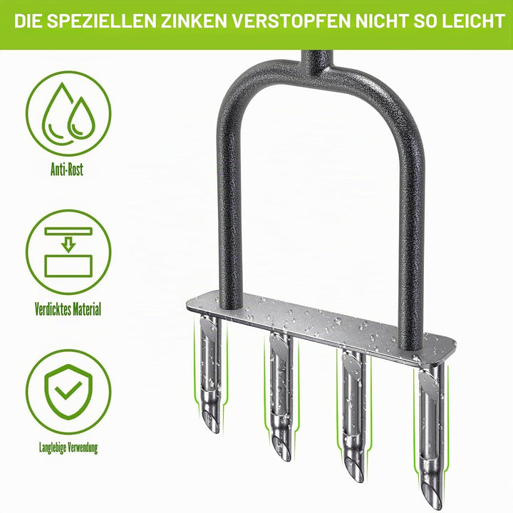 Dolibest Rasenlüfter Aerifiziergabel 4 Hohlspoon/Halboffener | Bodenlüfter Rasenlöcher Rasenspecht R