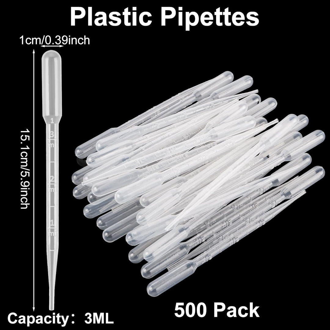 MUXHEL 500 Stück Pipetten, 3ML Pipetten Plastik, Pipette Kinder transparente, Transferpipetten Einwe