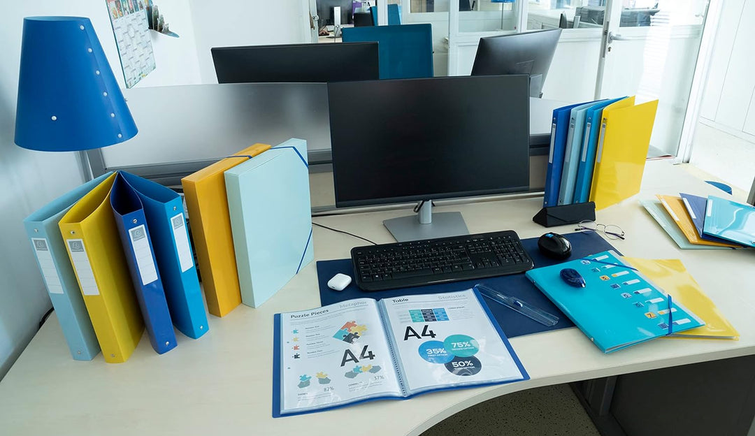 Exacompta 51140E 4er Pack Ringbücher BeeBlue Recycling-Kunststoff 4 O-Ring-Mechanik DIN A4 Füllhöhe