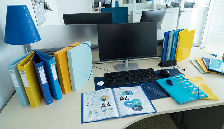 Exacompta 51140E 4er Pack Ringbücher BeeBlue Recycling-Kunststoff 4 O-Ring-Mechanik DIN A4 Füllhöhe