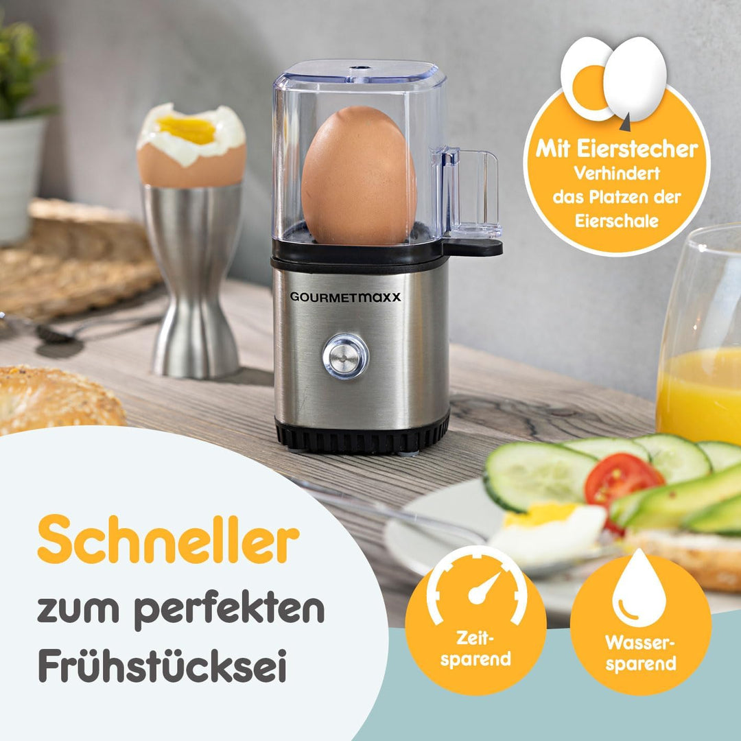 GOURMETmaxx Eierkocher für 1 Ei | Elektrischer, energiesparsamer Egg Cooker mit einfacher Bedienung