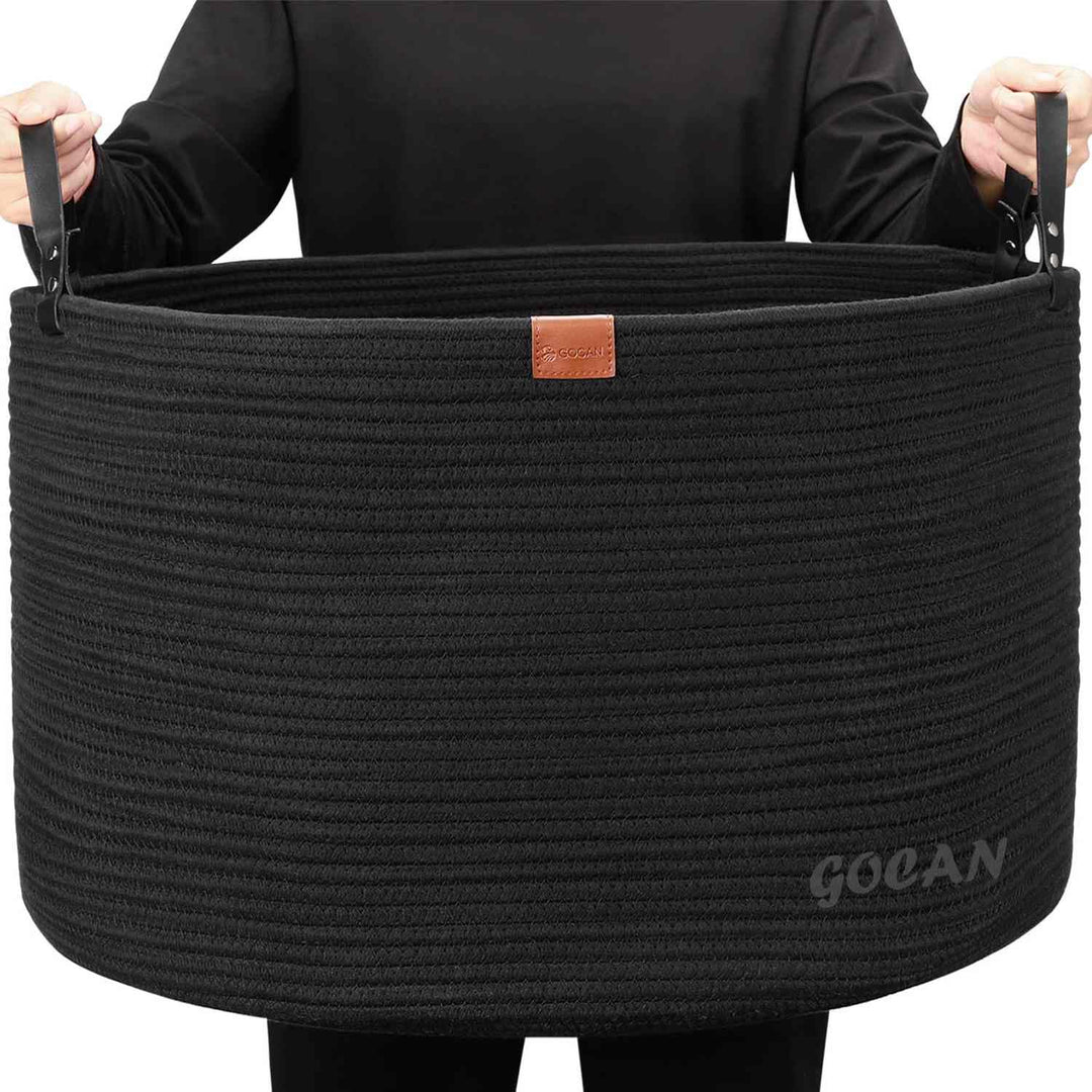 GOCAN XXXL Aufbewahrungskorb Gross Korb Baumwolle Seil Wäschekorb Wäschesammler für Decken Kisse im