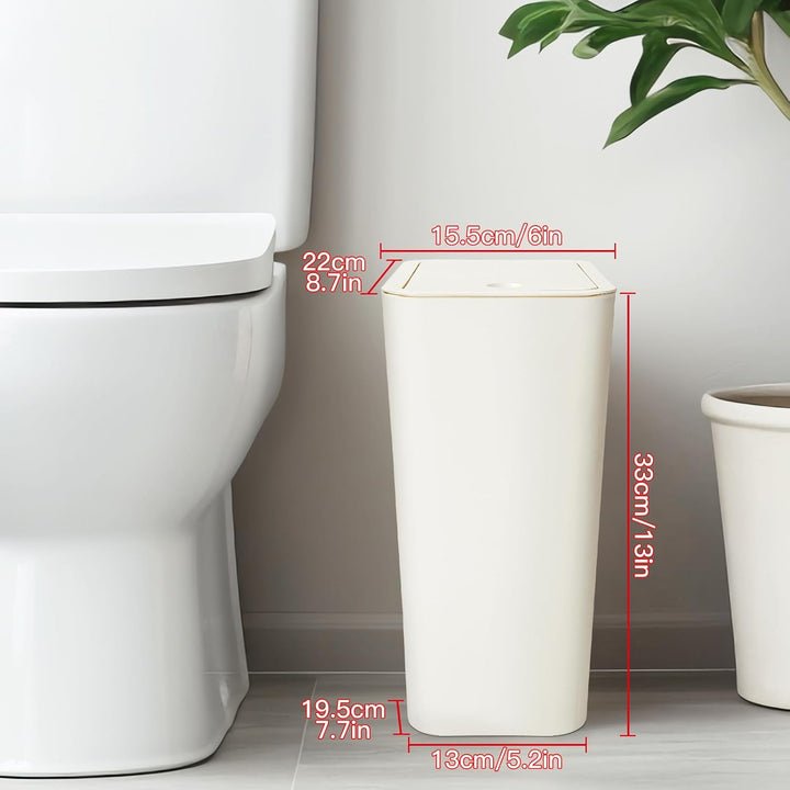 JOTOM 3er Set Mini Mülleimer Badezimmer mit Pop-Up Deckel, 10L moderner Abfalleimer Papierkorb Trash