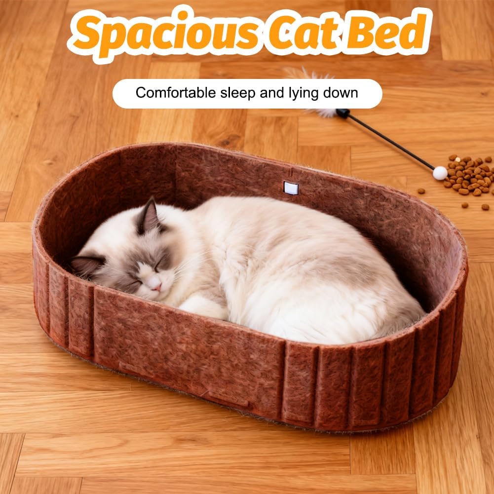 Kratzbrett für Katzen 61 cm, Grosses Kratzpappe in Sofa-Form, Runde Katzenbett aus Hochwertiger Filz