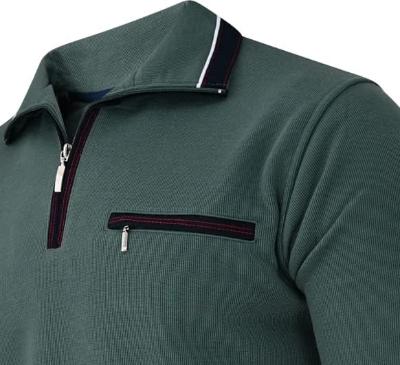 Soltice Herren Langarm Sweatshirt mit Brusttasche, Gestreifter Strickpullover mit Kragen, Meliert, W