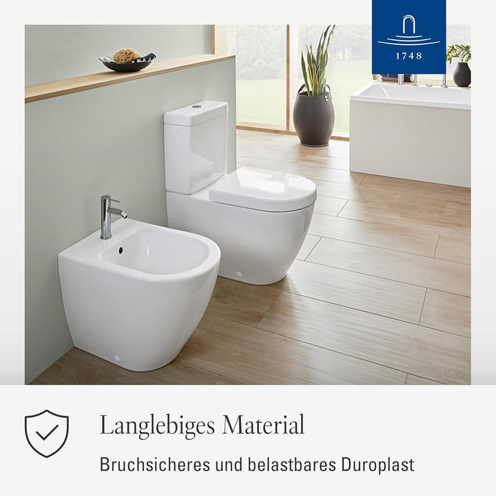 Villeroy & Boch Subway 2.0 WC-Sitz, Toilettendeckel mit komfortabler Breite, abnehmbarer Toilettensi