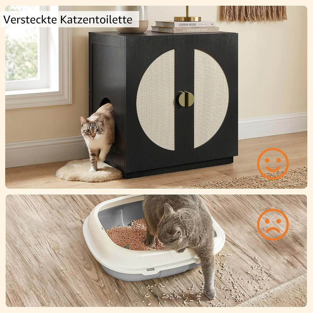 unipaws Katzenklo Möbel mit Regalen, Hohes Verstecktes Katzenklo Gehäuse für hohe oder Top Entry Kat