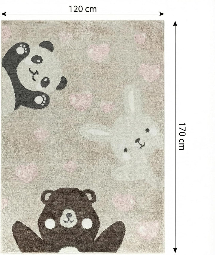 Jimri Teppich Kinderzimmer - Teppiche für Kinderzimmer, Kinderteppich, Kinderteppich Mädchen, Bär, H