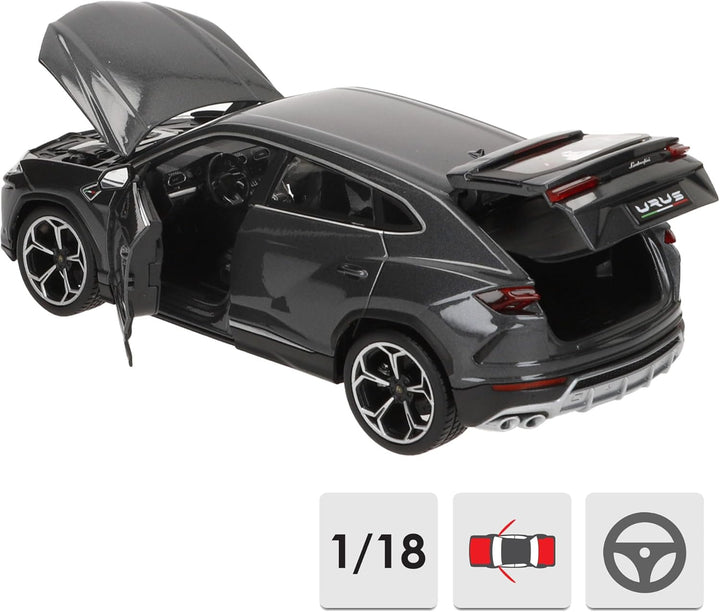 Bburago - 18-11042 Lamborghini Urus 1/18, Miniaturfahrzeug, Grau, Grau