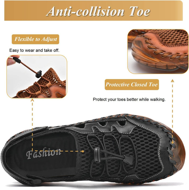 Sandalen Herren Outdoor Trekkingsandalen Leder Strand Wandersandale Sport Sommer Männer Freizeitschu