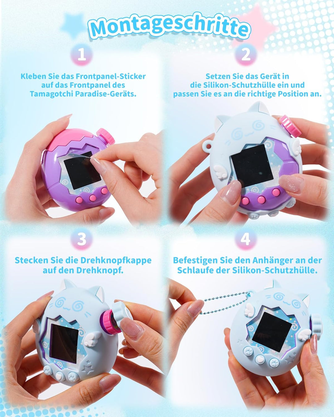 GeekShare Silikon-Hülle Kompatibel mit Tamagotchi Paradise, Weiche Schutzhülle, Button Caps, Perlenk
