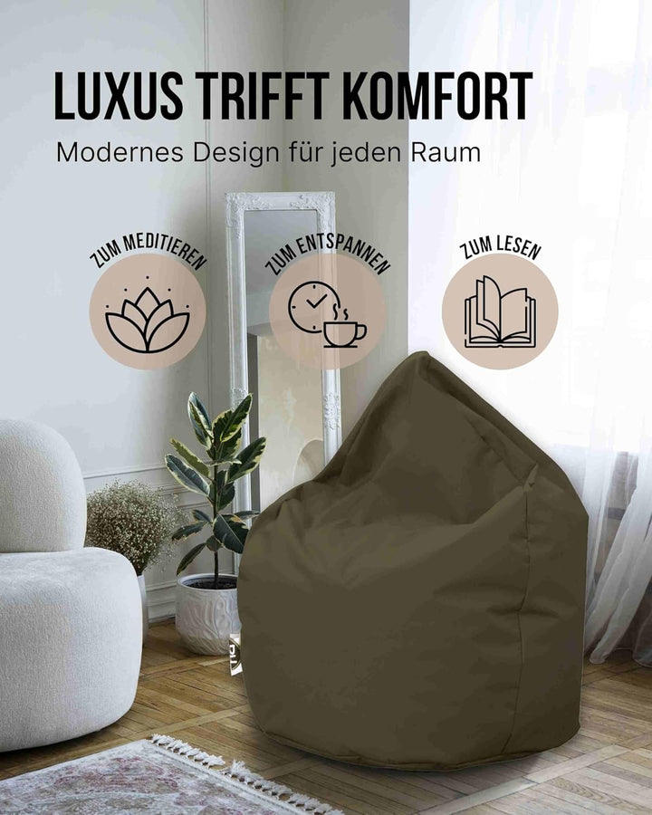 PATCH HOME Patchhome Sitzsack Tropfenform mit Reissverschluss Nachfüllbar - für In &amp; Outdoor - mit S