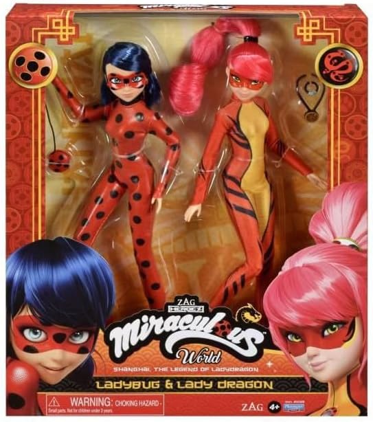 BANDAI - Miraculous World: Shanghai, die Legende von Ladydragon - Puppen - Ladybug & Lady Dragon - P