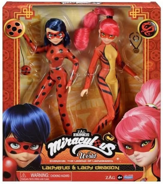 BANDAI - Miraculous World: Shanghai, die Legende von Ladydragon - Puppen - Ladybug & Lady Dragon - P