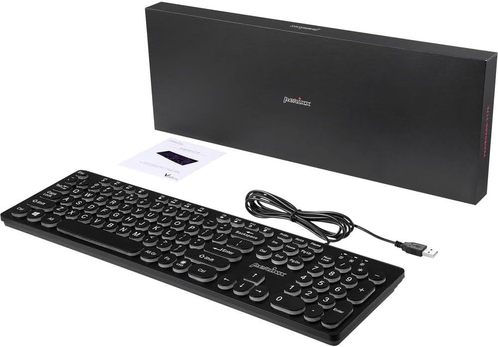Perixx PERIBOARD-317R Kabelgebundene USB-Tastatur mit Hintergrundbeleuchtung – Grossbuchstaben – dre