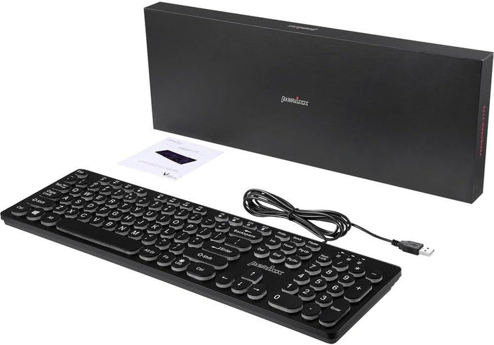 Perixx PERIBOARD-317R Kabelgebundene USB-Tastatur mit Hintergrundbeleuchtung – Grossbuchstaben – dre