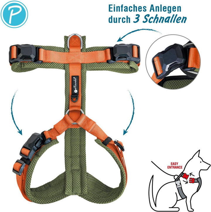 Petlando Hundegeschirr Magnetech Y-Comfort – Innovative Magnetschnalle, atmungsaktiv, mit Mesh gepol