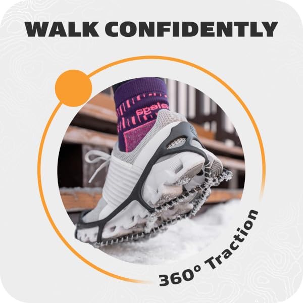 YAKTRAX Run Ice & Snow Grips für Laufschuhe, 3mm Carbide-Steel Spikes & 1.4mm Stainless-Steel Coils,