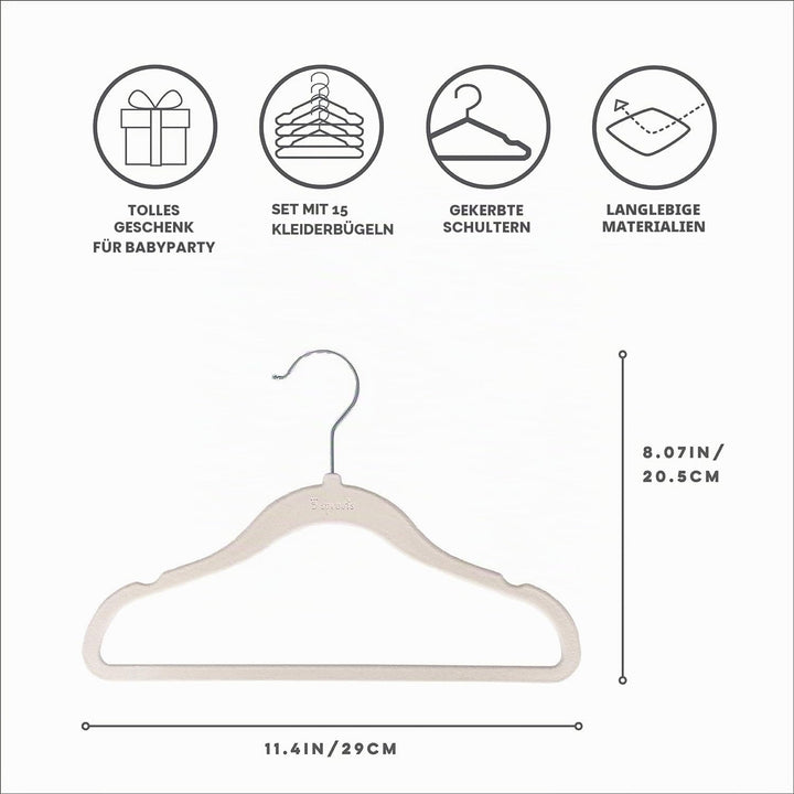 3 Sprouts Baby-Schrank-Organizer-Set – 15 Kinderzimmer-Kleiderbügel mit Trennwänden in 8 Grössen, Sc
