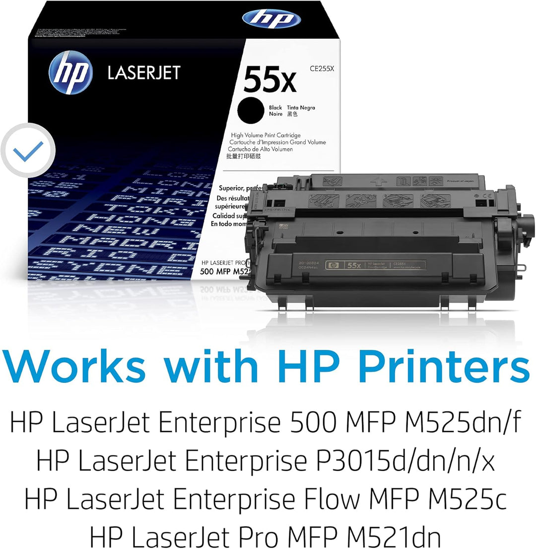 HP 55X (CE255X) Schwarz Original Toner mit hoher Reichweite für HP Laserjet Enterprise P3015, M525,